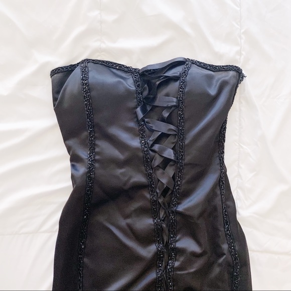 BCBG MAXAZRIA! BRAND NEW! BLACK MAXI A LINE MERMAID FORMAL STRAPLESS DRESS! - Picture 2 of 3